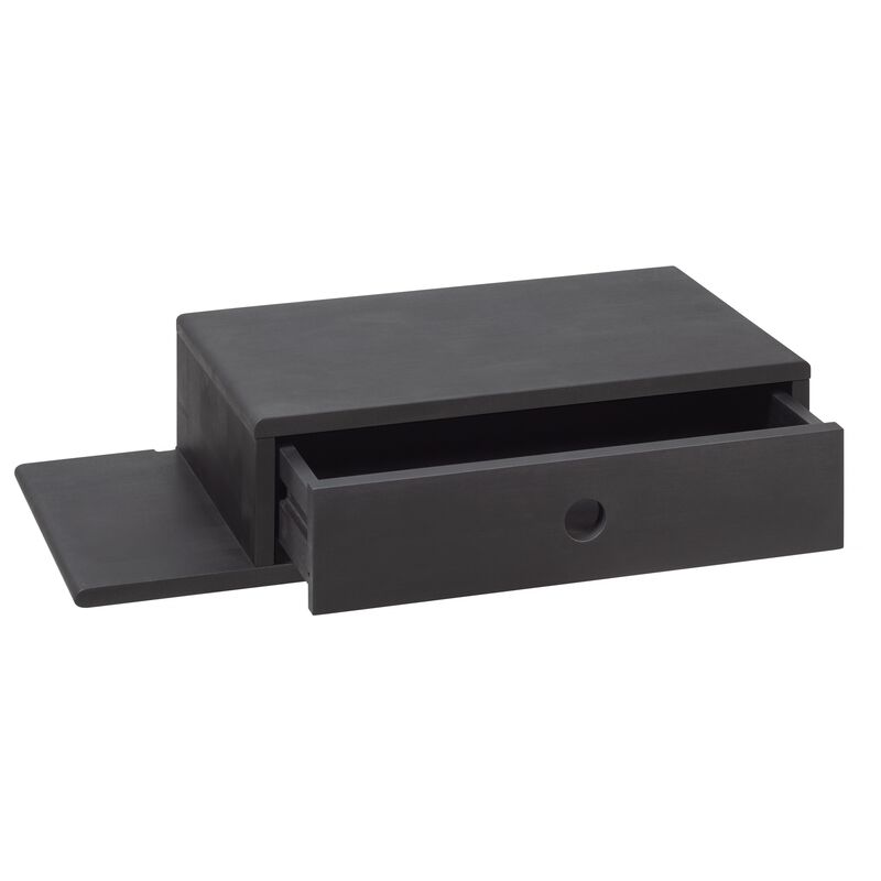 Black Hardwood Nightstand with an Open Shelf on the Left and a Drawer - Side Table for Bedroom