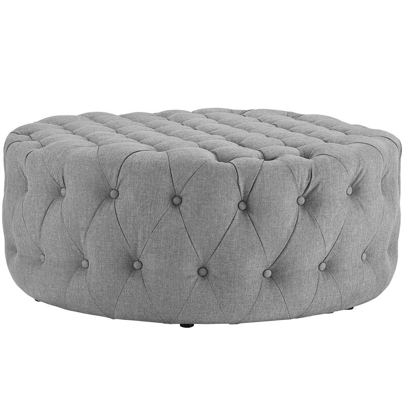 ModwayEEI-2225-LGRAmourFabric Upholstered Button-Tufted RoundOttomanLight Gray image number 3