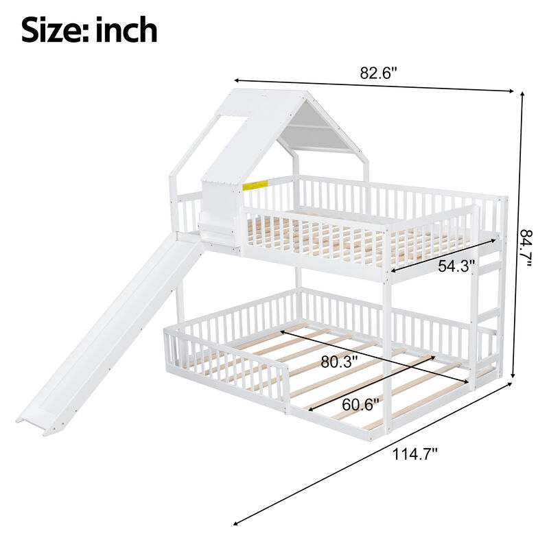 Merax Full XL over Queen House Bunk Bed with Slide, Solid Wood Frame image number 4