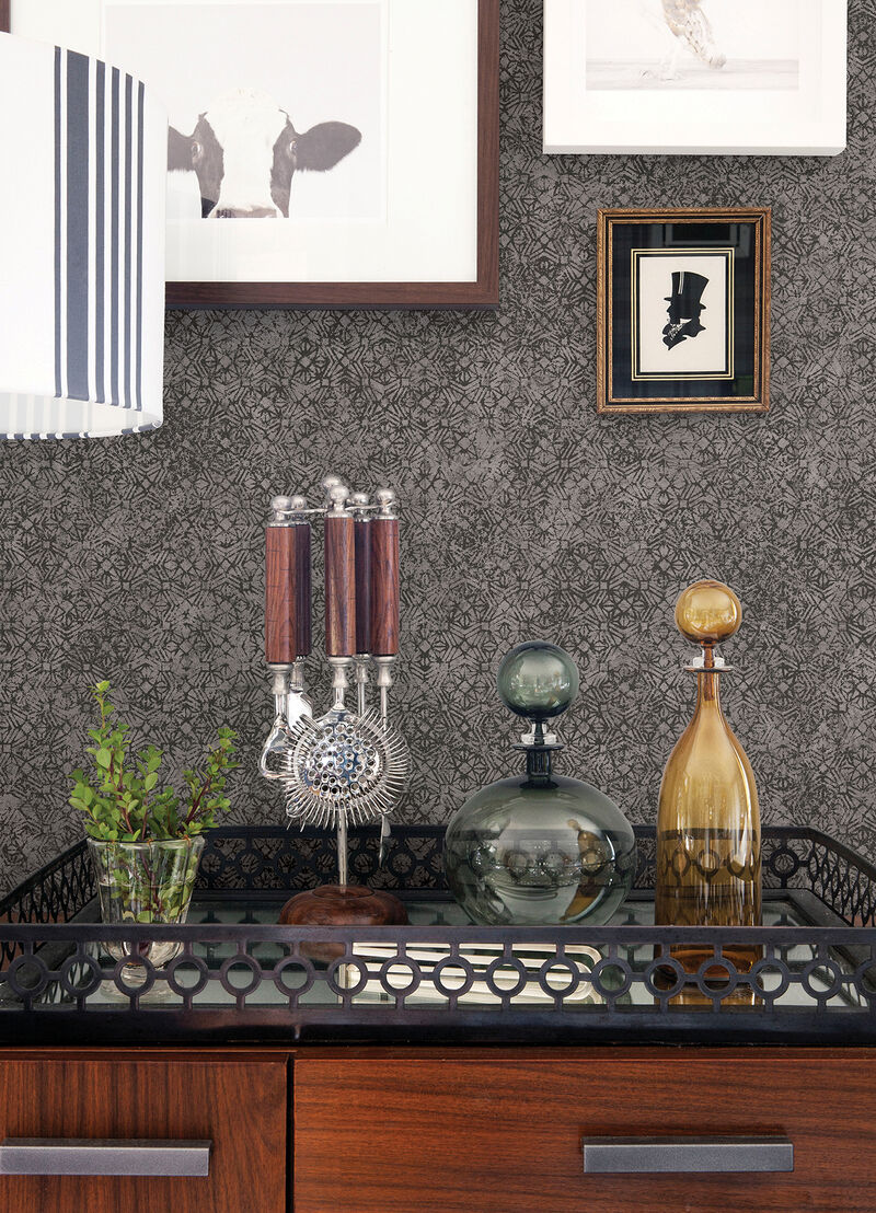 Hirawa Pewter Metallic Mosaic Wallpaper image number 1