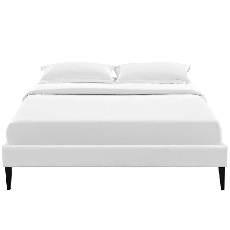 Modway Sharon Vinyl Bed Frame with Squared Tapered Legs, Queen, White image number 5