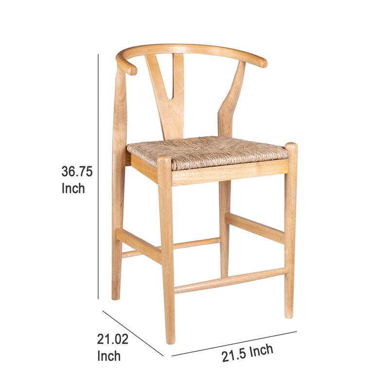 Cera Counter Stool Chair, Handwoven Rope, Natural Brown Wood