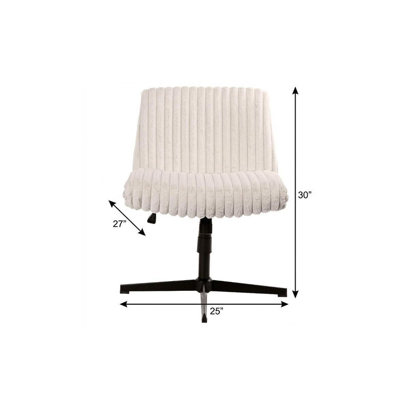 HomeRoots Ivory And Black Adjustable Height Faux Fur Swivel Rolling Gaming Chair image number 5