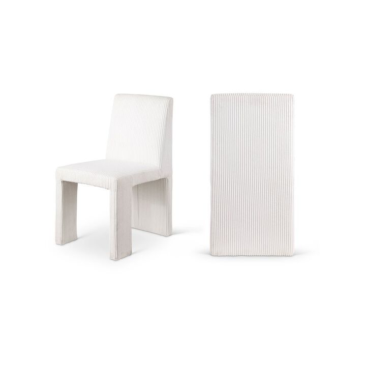 Meridian Furniture Benson Cream Microsuede Corduroy Fabric Dining Chair, Set of 2