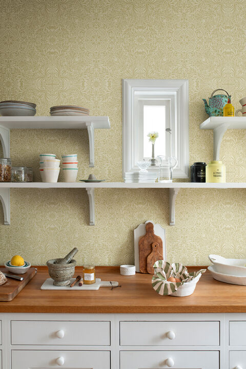 Ceiling Yellow Intricate Floral Wallpaper (Set of 2)