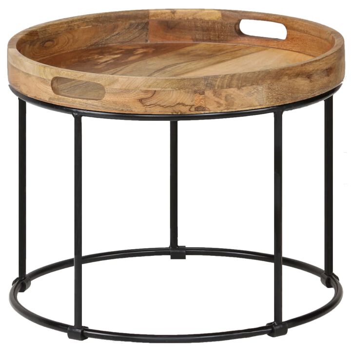 vidaXL Coffee Table Solid Mange Wood and Steel 19.7x15.7