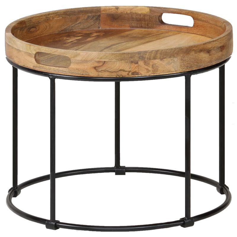 vidaXL Coffee Table Solid Mange Wood and Steel 19.7x15.7