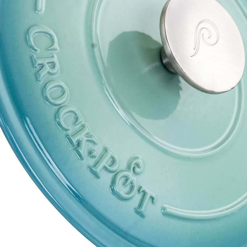 Crock-Pot Artisan 2 Piece 3 Quarts Enameled Cast Iron Dutch Oven in Aqua Blue