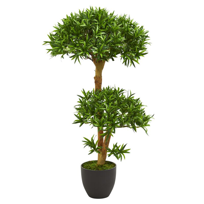 Hivvago 3 Feet Bonsai Styled Podocarpus Artificial Tree