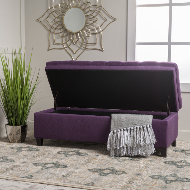 Christopher Knight Home Macaria Contemporary Tufted Fabric Storage Ottoman image number 1