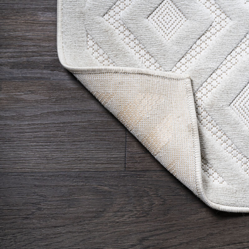 Portmany Neutral Diamond Trellis Indoor/Outdoor Area Rug
