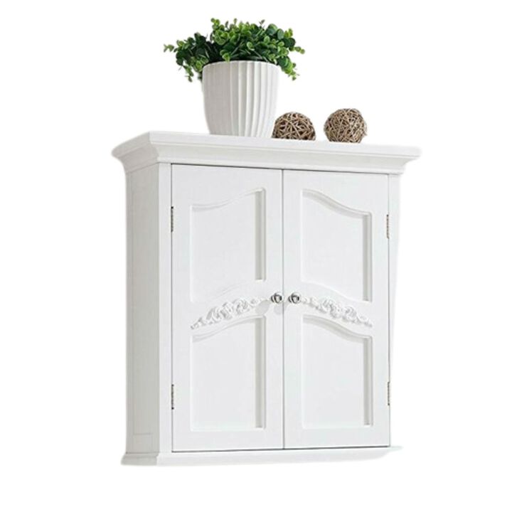 Hivvago French Classic Style 2 Door Bathroom Wall Cabinet in White