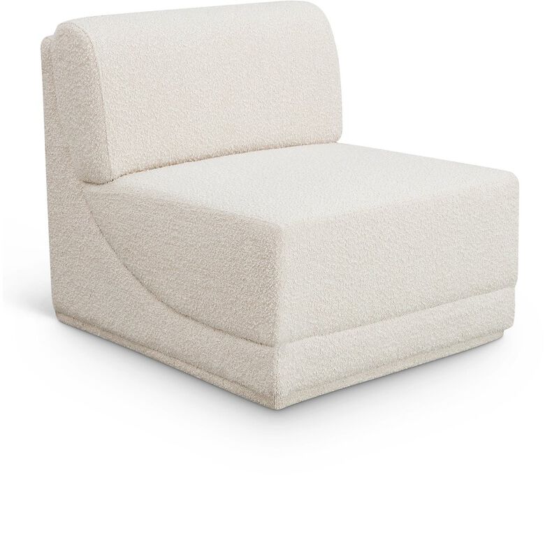 Meridian Furniture Ollie Cream Boucle Fabric Armless