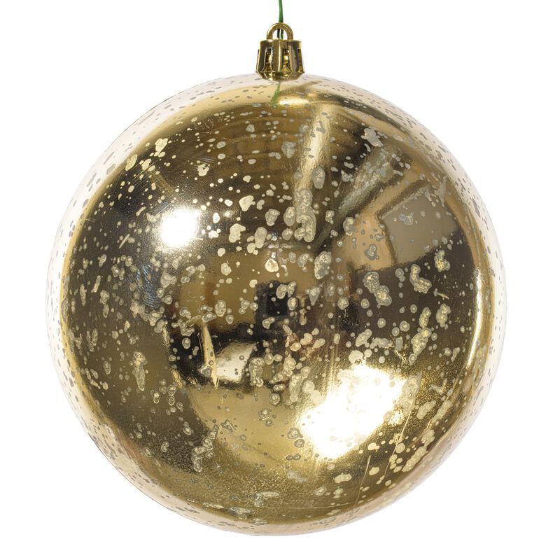Vickerman 4.75" Christmas Ornament Ball, Champagne Shiny Mercury Finish, Shatterproof Plastic, Holiday Christmas Tree Decoration, 4 Pack image number 0