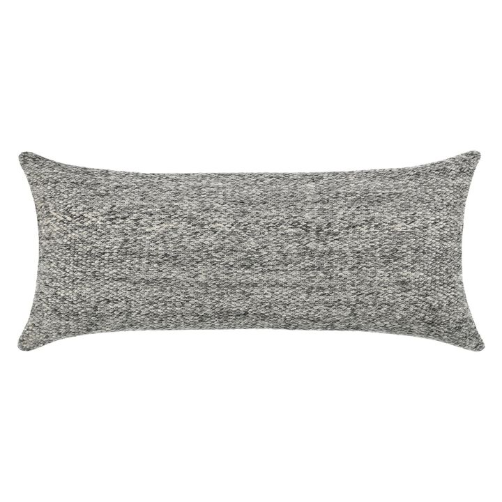 Ruff Lumbar Accent Throw Pillow, 16x36, Textured Gray Recycled Fabric - Benzara