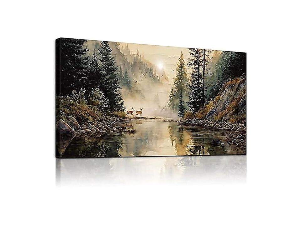 Canvas Wall Art Living Room Large Farmhouse Decor Rustic Bedroom Vintage Forest