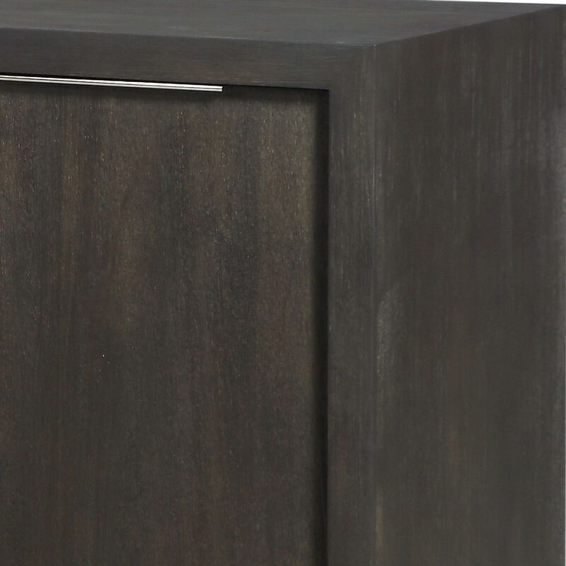 Wooden Rectangular Sideboard with Three Drawers and Double Door Cabinet, Gray