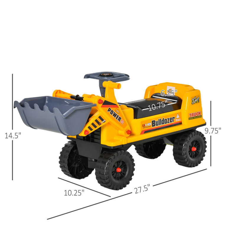 BreeBe Kids Bulldozer Ride-On Toy for Toddler with Tough Wheels, Outdoor Construction Toy with Controllable Digging Bucket image number 2
