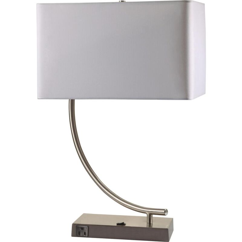 Hivvago 23" Silver Curved Table Lamp With White Rectangle Shade