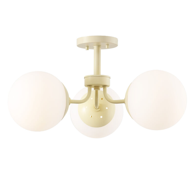 Olivier 3-Light Bohemian Farmhouse Iron/Frosted Glass LED Semi Flush Mount