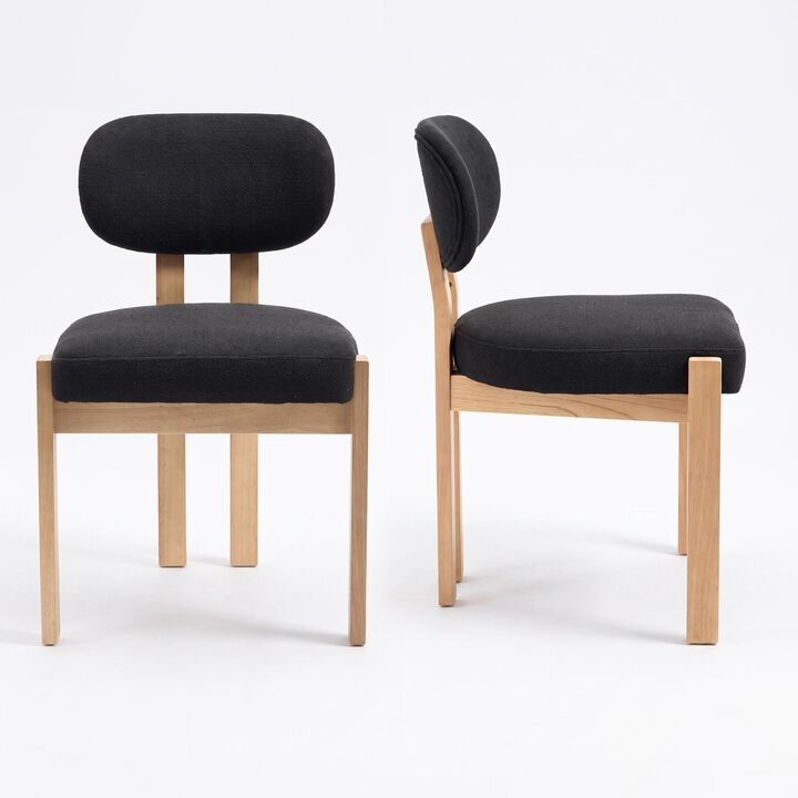 Modern Wooden Dining Chairs Set of 2, Upholstered Kitchen Chairs Dining Side Chairs