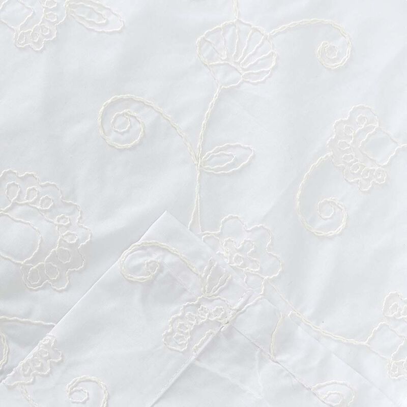 Ellis Eva Candlewick Floral High Quality Embroidery Tailored Panel Pair 3" Rod Pocket 56"x84" White