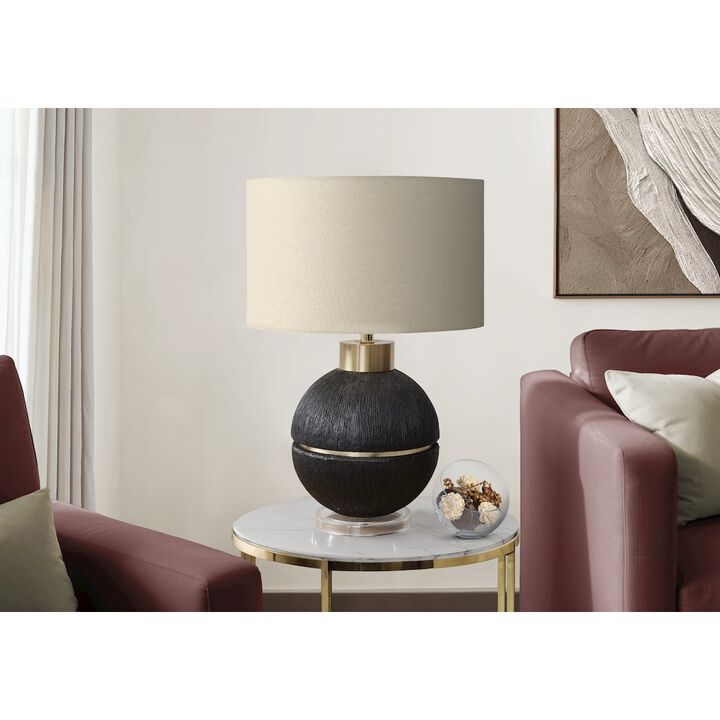 26"H, Table Lamp, Black / Gold Resin, Beige Shade, Contemporary, Modern