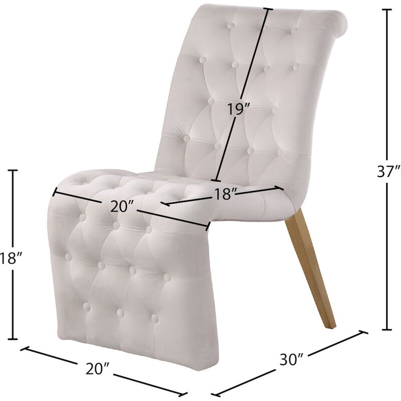 Meridian Furniture Curve Cream Velvet Dining Chair, Set of 2
