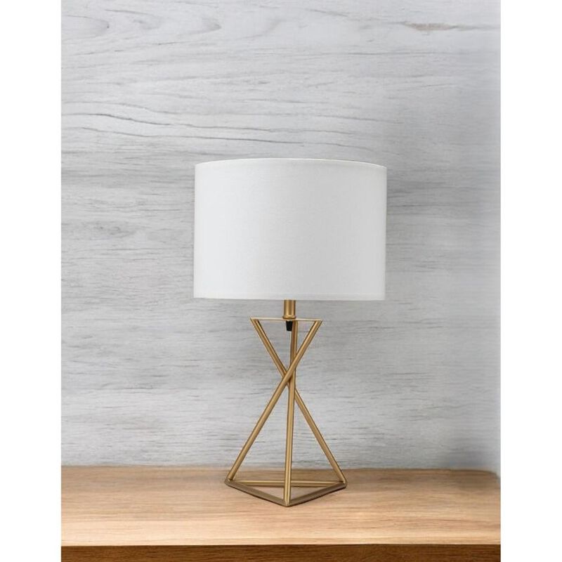 Hivvago Contemporary Gold Geo Table Lamp with White Shade
