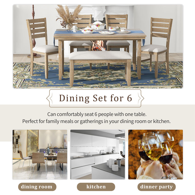 Merax 6 Pieces Rustic Wood Dining Set