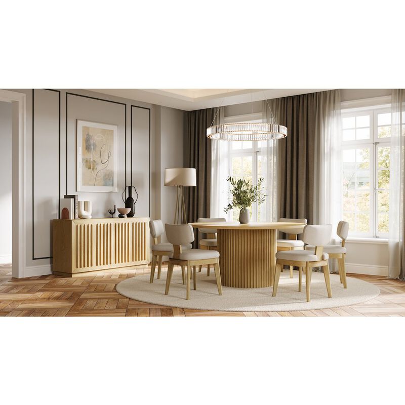 Jofran Maven 60 Mid-Century Modern Fluted Four Door Sideboard Storage Cabinet