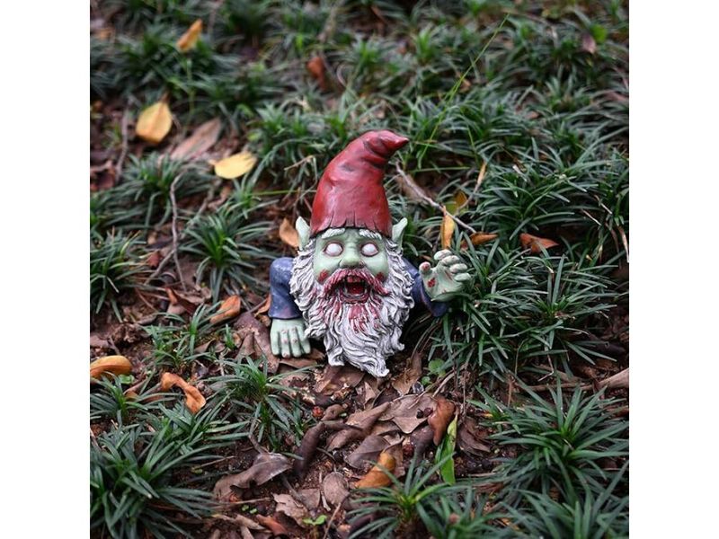 Zombie Gnome Garden Statue &ndash; Scary Halloween Outdoor Decoration for Lawn, Porch & Patio Display image number 2