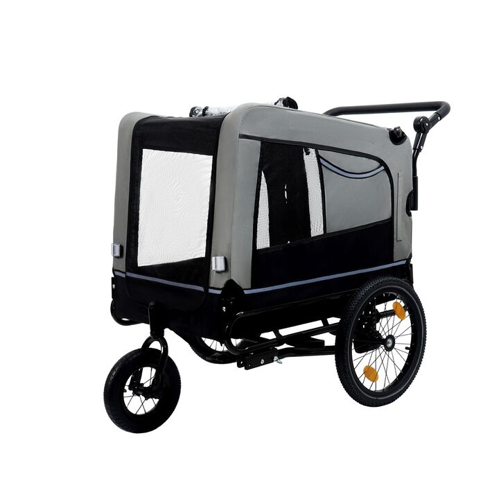 88LB Capacity 2-in-1 Pet Bike Trailer & Push Cart with All-Terrain Wheels
