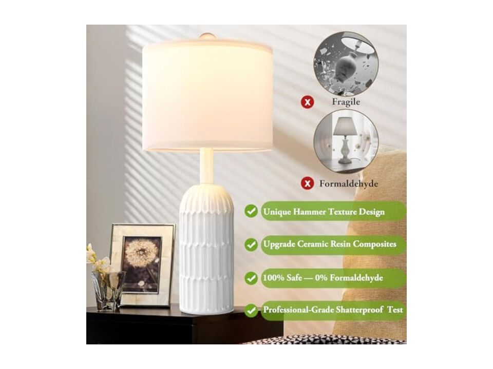 Farmhouse Modern Vintage Linen Table Lamps Set Of 2 For Living Room Bedroom