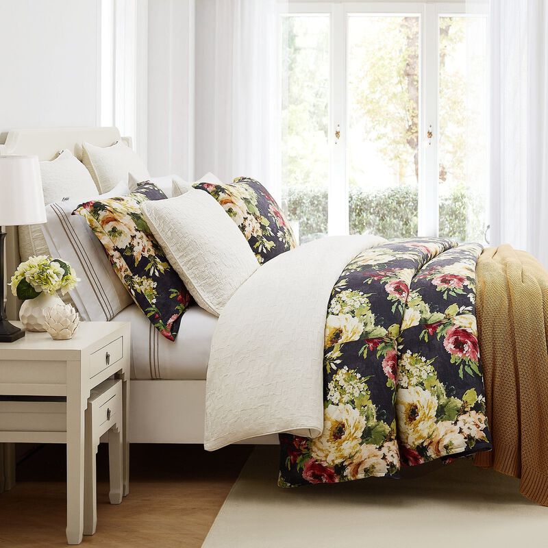 Peony Charcoal King Duvet Cover Set image number 2