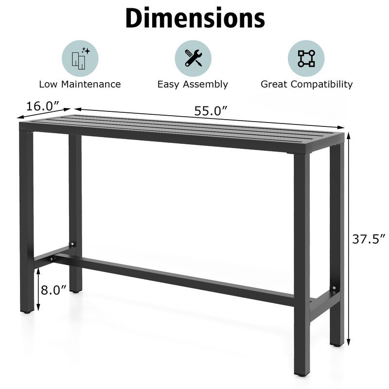 Outdoor Bar Table with Waterproof Top and Heavy-duty Metal Frame