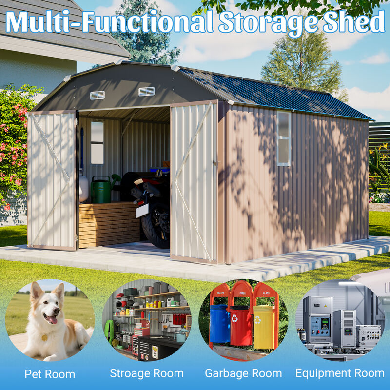 Metal Outdoor Storage Shed with Floor Frame Kit Tool Shed Heavy Duty image number 8