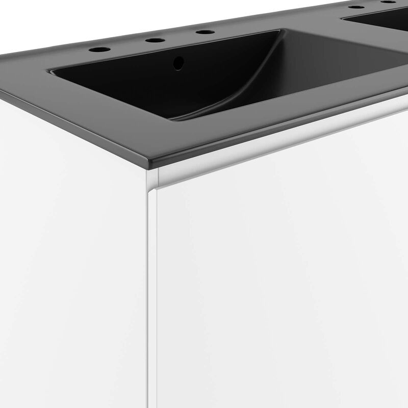 Modway Bryn 48" Wall-Mount Double Sink Bathroom Vanity in White/Black image number 5