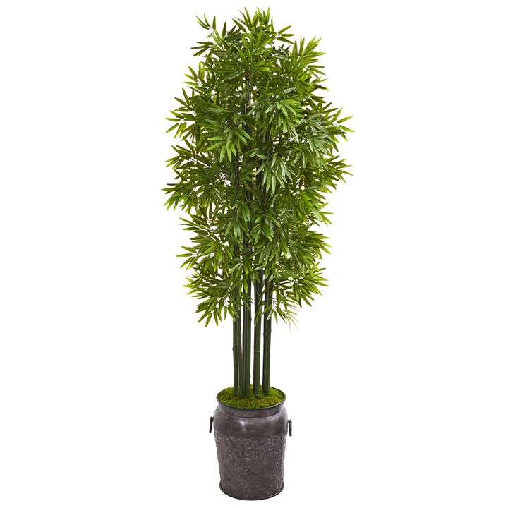 HomPlanti 6 Feet Bamboo Artificial Tree with Black Trunks in Planter UV Resistant (Indoor/Outdoor)