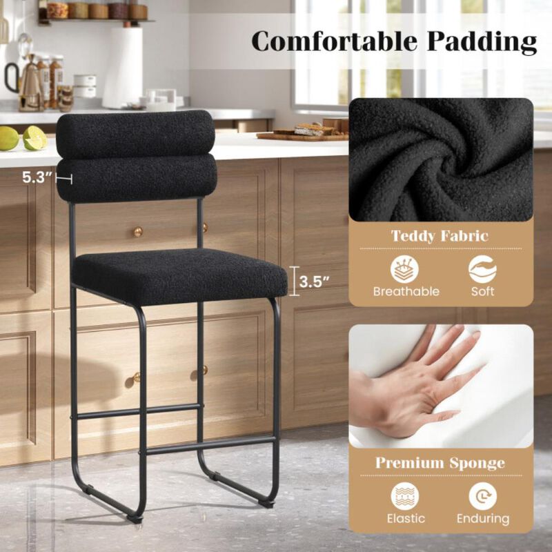 Hivvago Counter Height Bar Stools Set of 2 with Metal Frame and Footrest