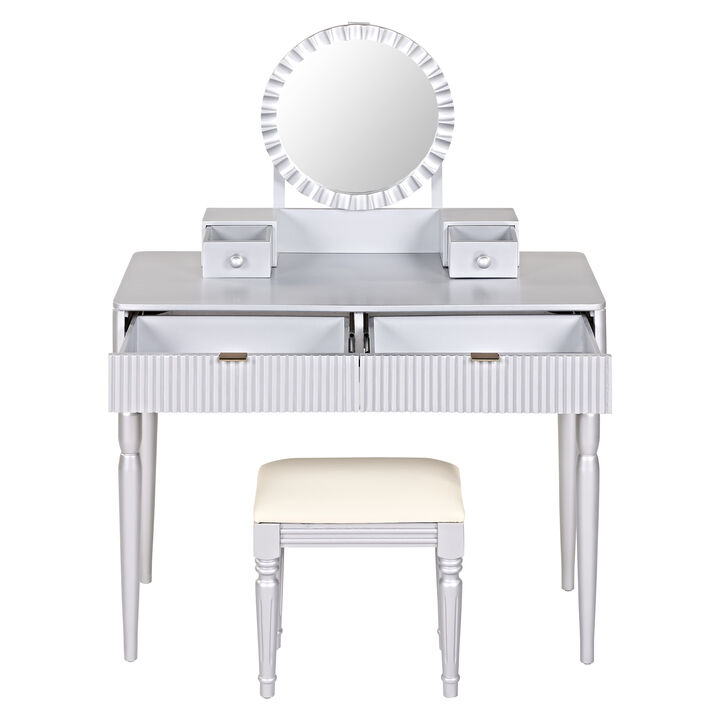 Merax Luxury Vanity Desk Dressing Table with 1 Stool