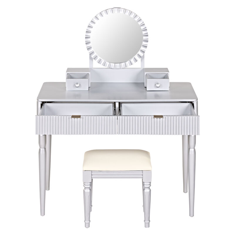 Merax Luxury Vanity Desk Dressing Table with 1 Stool