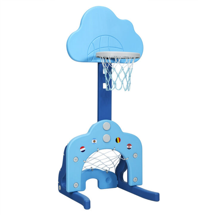 3-in-1 Adjustable Basketball Hoop Set for Kids with Balls, Height Adjustable Indoor Outdoor Playset