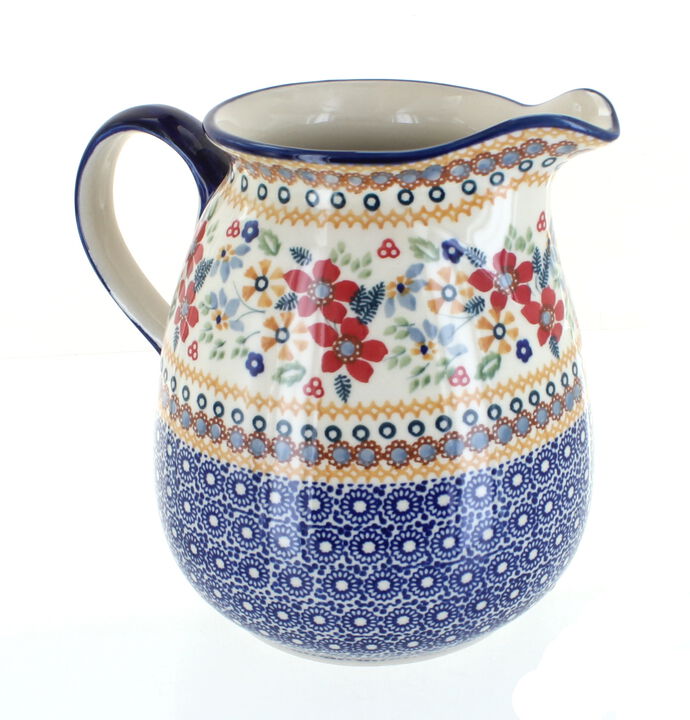 Blue Rose Polish Pottery Tulip Pitcher