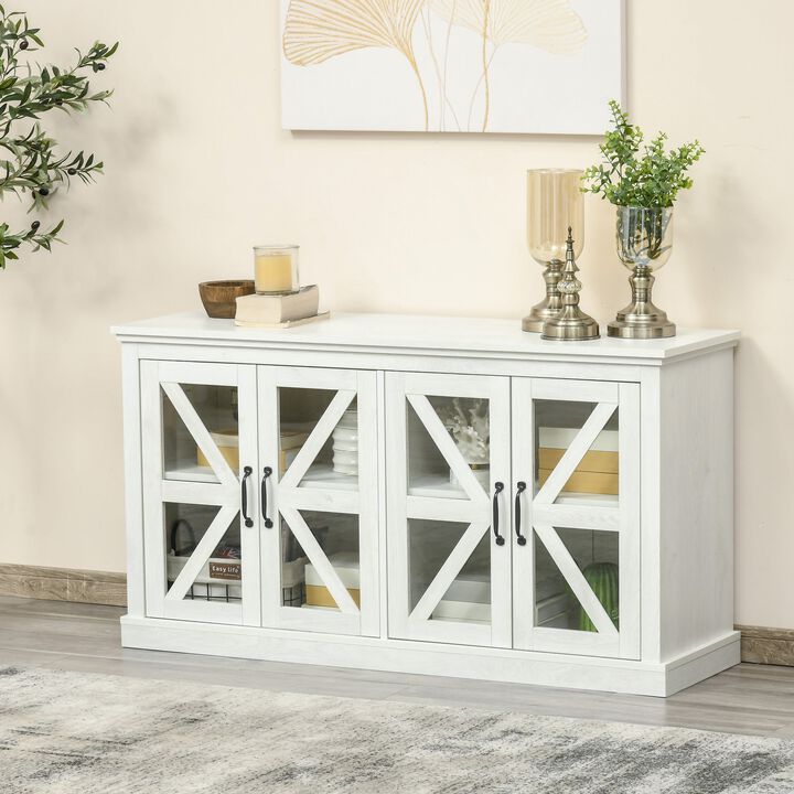 White Dining Storage: Rustic Buffet Sideboard with Glass Door