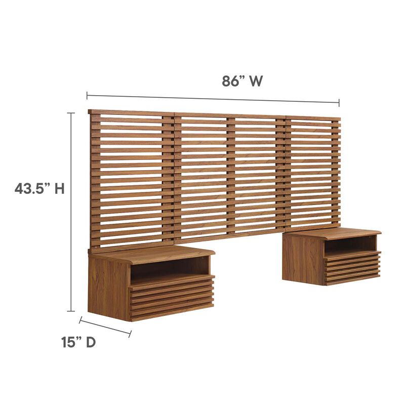 Modway - Render Wall Mount Twin Headboard and Modern Nightstands image number 5