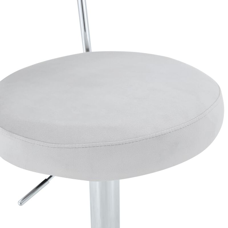 Set of 2 swivel bar stools, velvet upholstered adjustable height bar chair with open back, chrome base counter stools with footrest image number 6