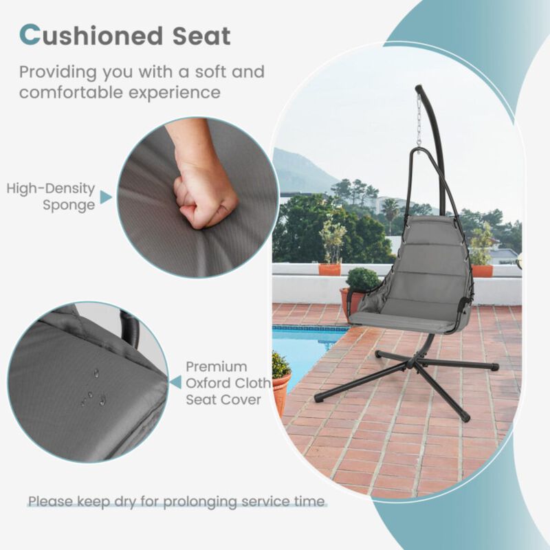 Hivvago Hanging Chair with Stand and Extra Large Padded Seat