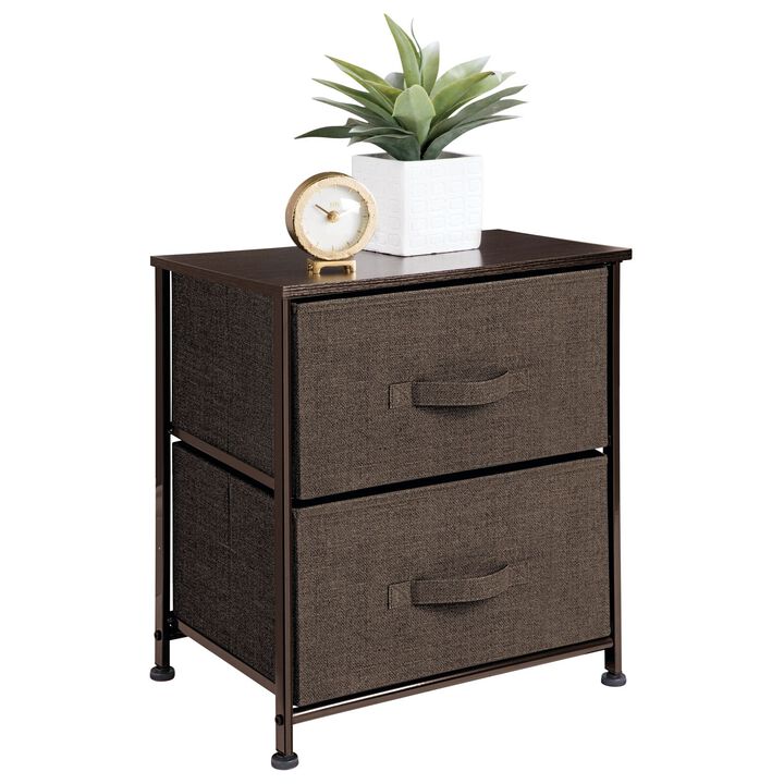 mDesign Small End/Side Nightstand Table, 2 Removable Drawers