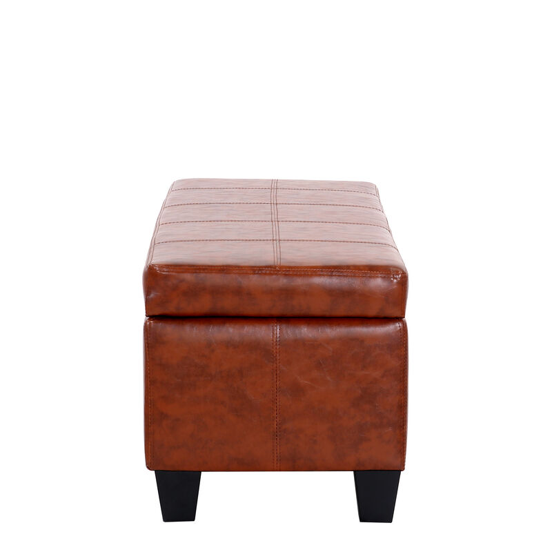WestinTrends 42" Wide Faux Leather Rectangle Ottoman With Storage